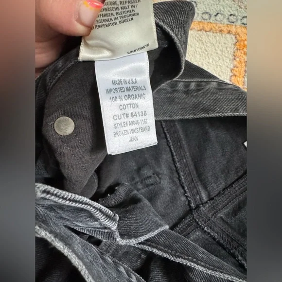 NWOT Agolde Broken Waistband Black Organic Cotton Denim Jeans Women's Size 33 - Picture 6 of 8